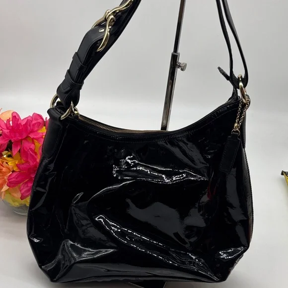 Cole Haan Elegant Black Patent Hobo Leather Women's Bag CH8402 - Picture 6 of 15